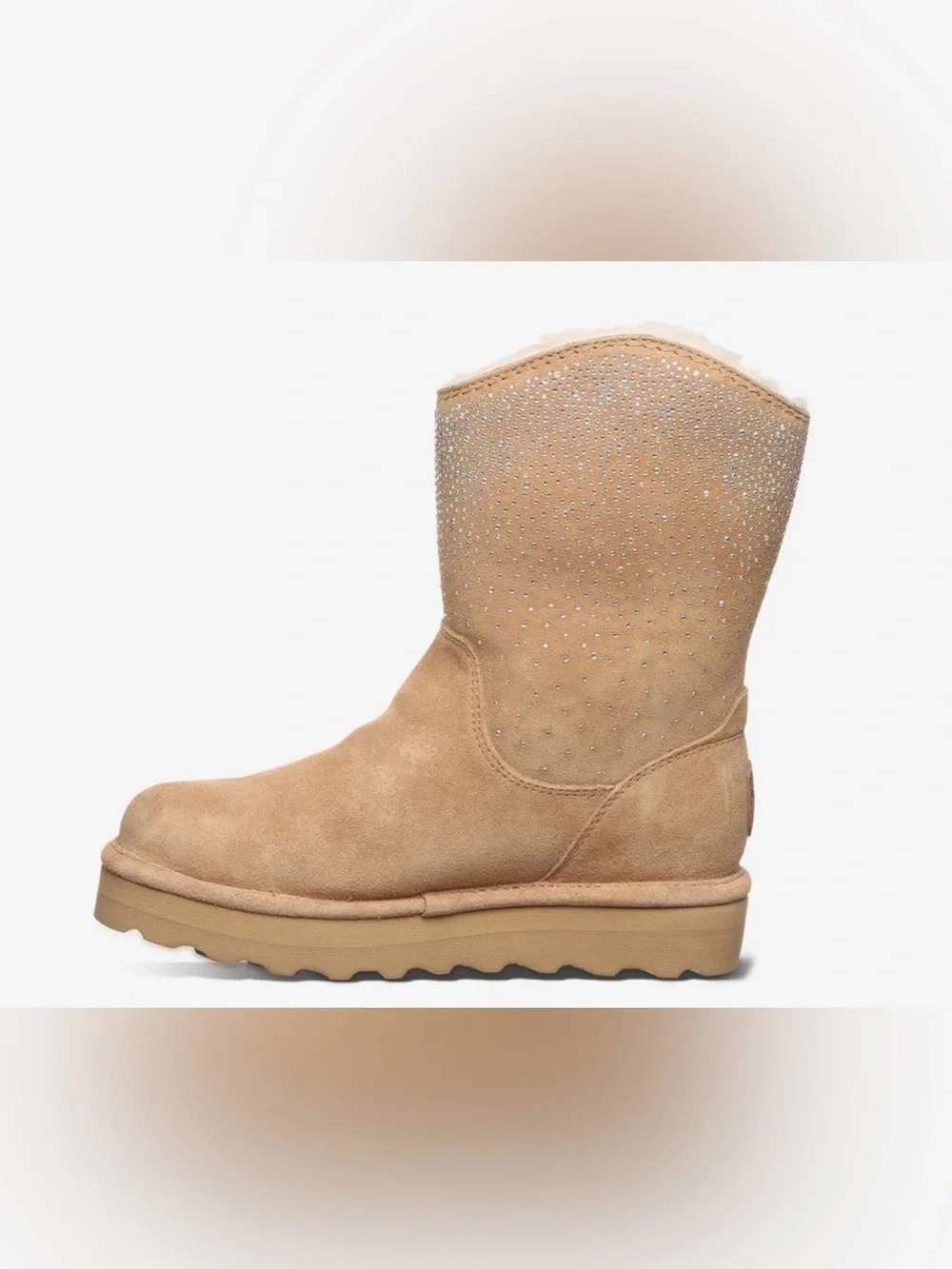 BearPaw Tan Suede Mid-Calf Boot with Sparkle Studs size 7 BNWT